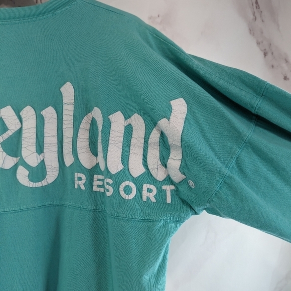 Disneyland Resort Shirt Mens Small Blue Spirit Jersey Spellout Long Football - Picture 9 of 12